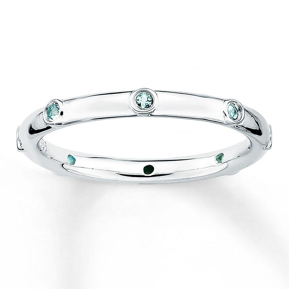 Stackable Aquamarine Ring Sterling Silver 2.25mm sgnBgydP
