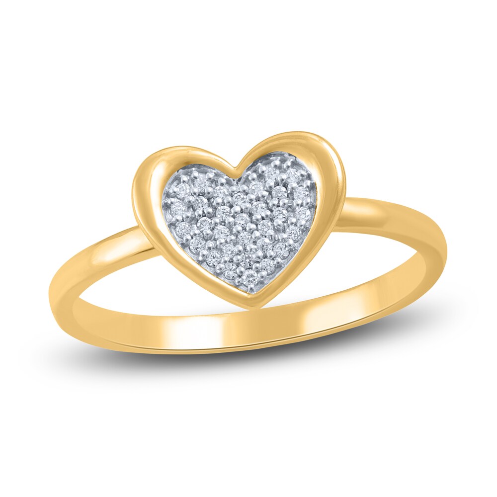 Diamond Heart Ring 1/10 ct tw Round 14K Yellow Gold skOy6yS9