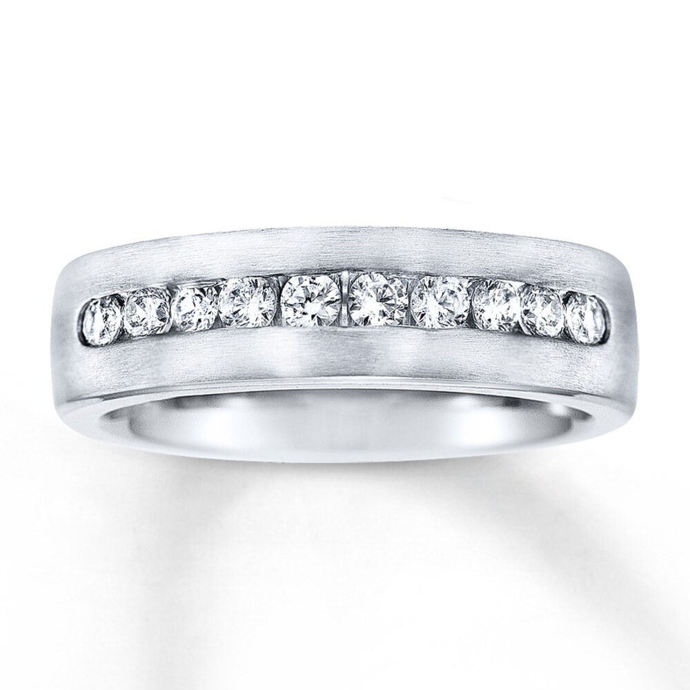 6mm Wedding Band 1/2 ct tw Diamonds 14K White Gold szaT4Fma