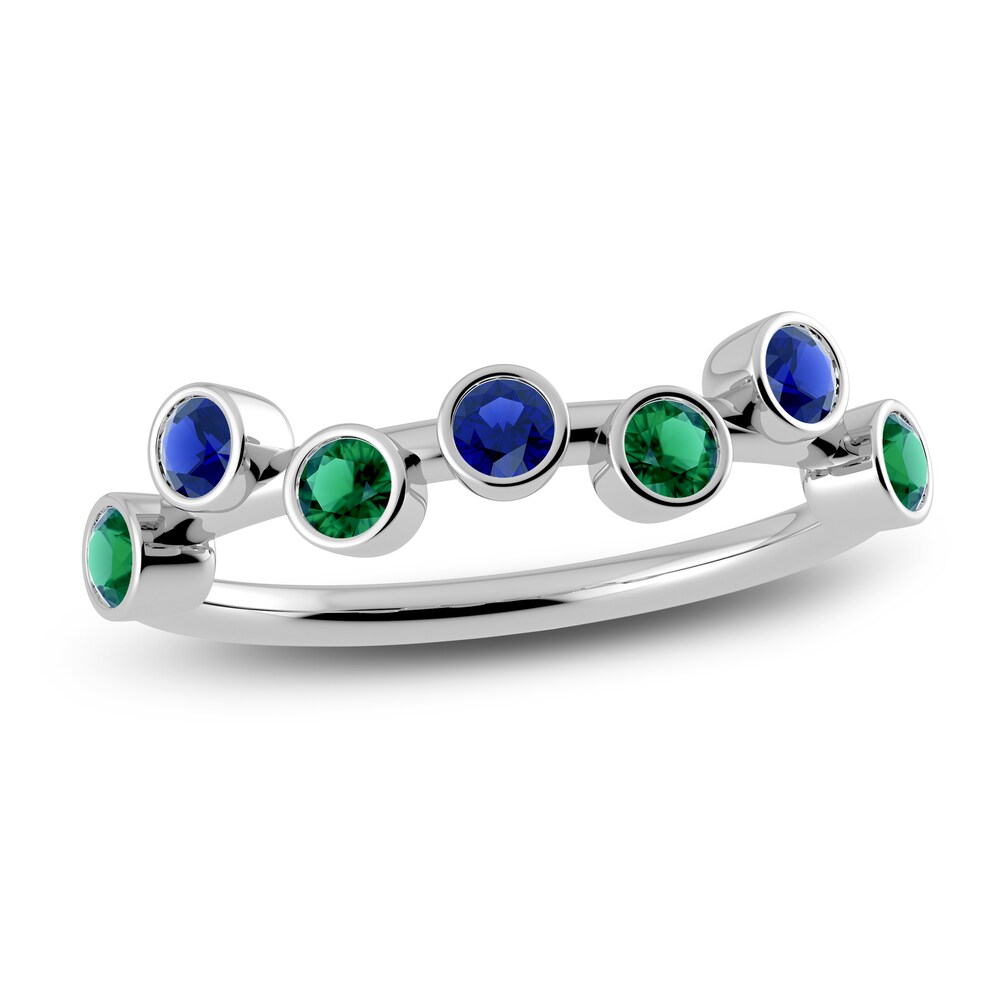 Juliette Maison Natural Emerald & Natural Blue Sapphire Ring 10K White Gold t2oyf9mp