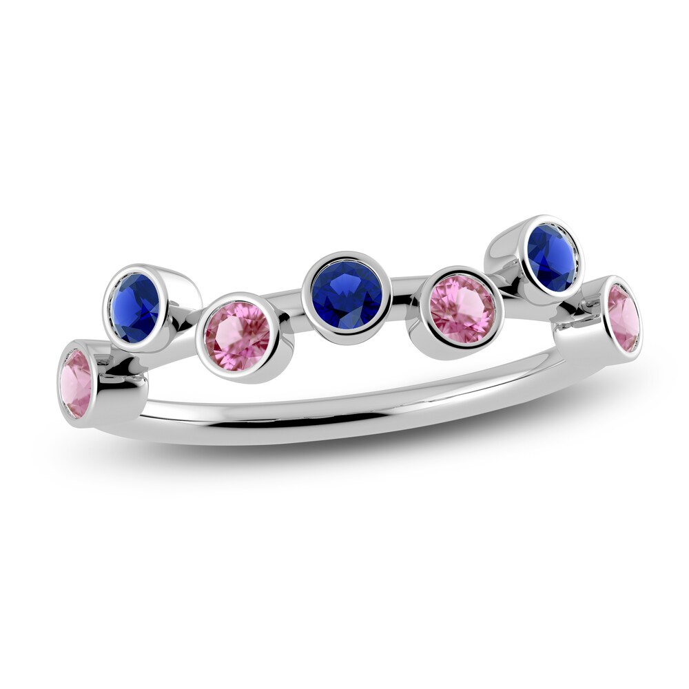 Juliette Maison Natural Pink Tourmaline & Natural Blue Sapphire Ring 10K White Gold tCgHc0hQ