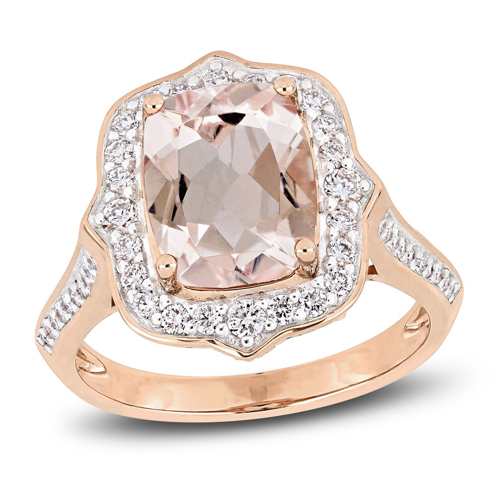 Natural Morganite Ring 5/8 ct tw Round 14K Rose Gold tIihbqyb