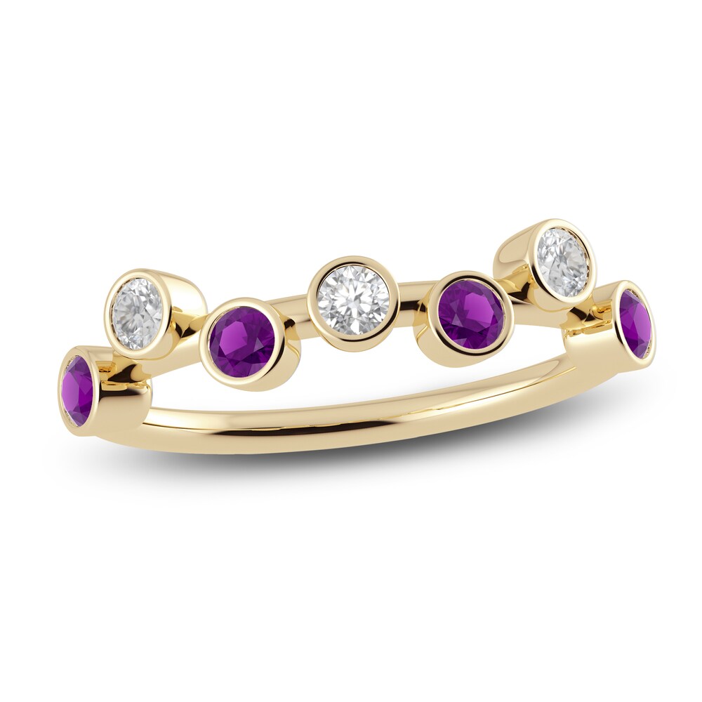 Juliette Maison Natural Amethyst & Natural White Sapphire Ring 10K Yellow Gold tbkITosN