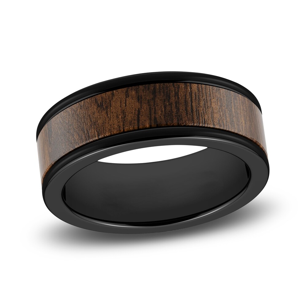 Men's Wood Wedding Band Black Tungsten 8.0mm tdZTDCEk