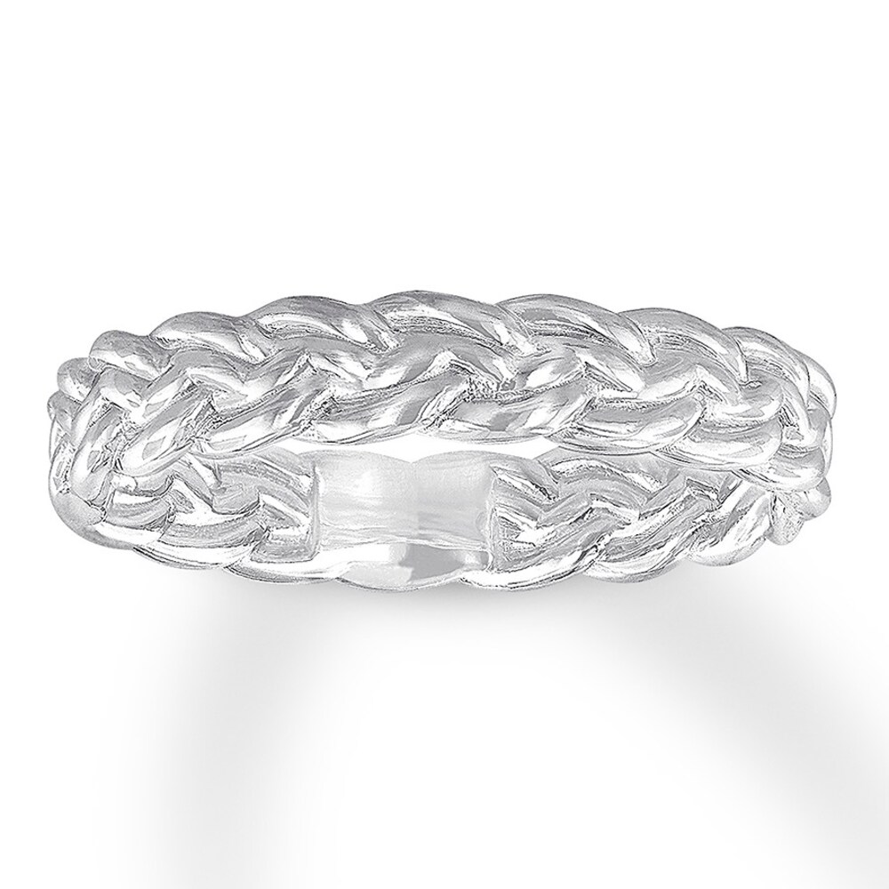 Braided Wedding Band 14K White Gold 4mm to4Rv58y