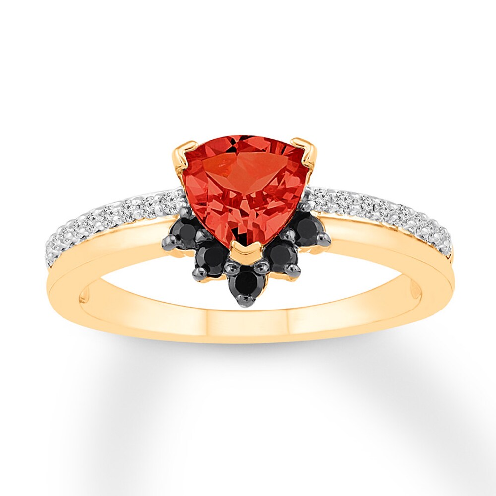 Lab-Created Ruby Ring 1/5 ct tw Black & White Diamonds 10K Gold twkP7LUt