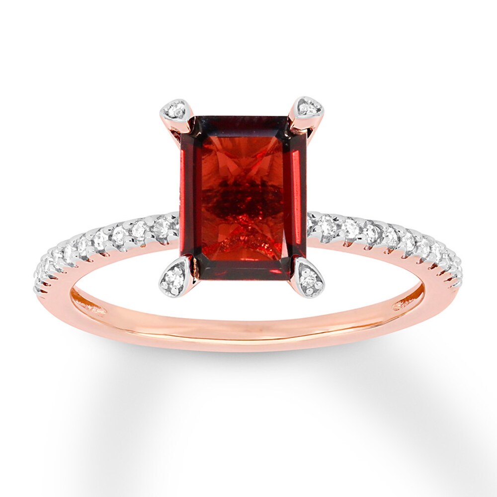 Garnet Ring 1/10 carat tw Diamonds 10K Rose Gold tytBUeHf