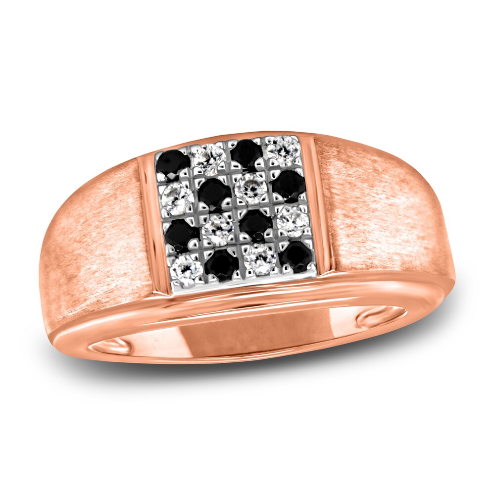 Men's Black & White Diamond Anniversary Ring 1/3 ct tw Round 14K Two-Tone Gold u8b6btmF
