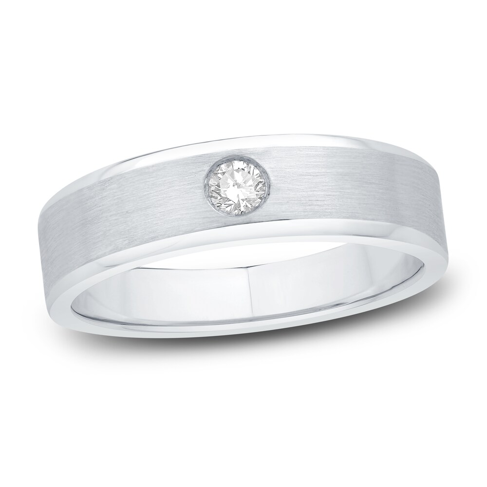 Men's Diamond Wedding Band 1/8 ct tw Round 10K White Gold uBpuE291