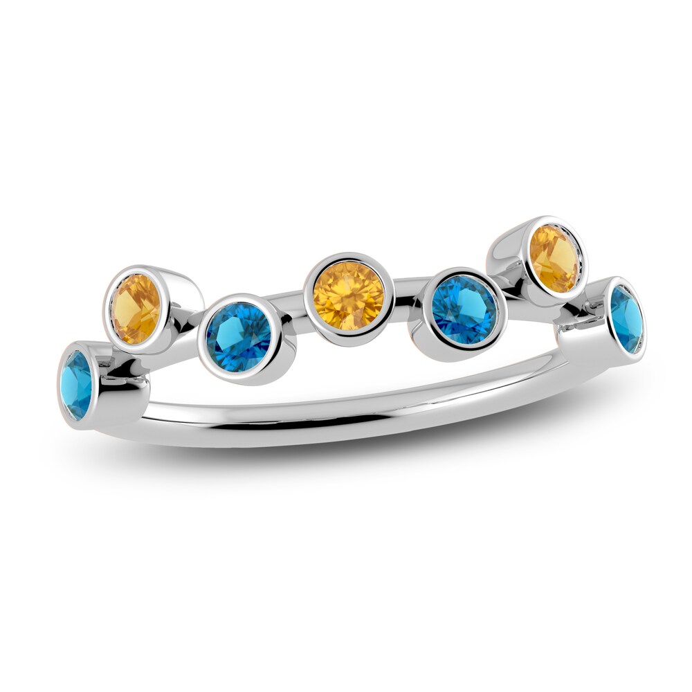 Juliette Maison Natural Citrine & Natural Blue Zircon Ring 10K White Gold uJQGENWp