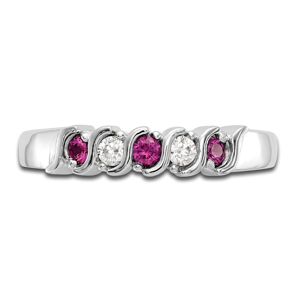 Natural Ruby Stackable Ring 1/10 ct tw Diamonds 14K White Gold uOVzYsKH