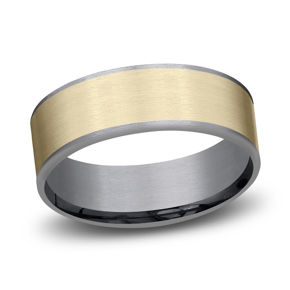 Men's Satin Wedding Band 14K Yellow Gold/Tantalum 7.5mm uPEjMisI