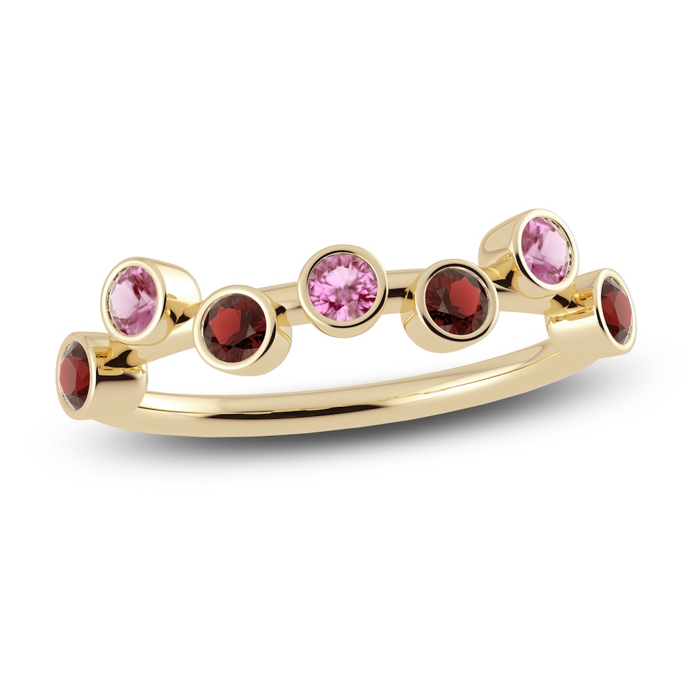 Juliette Maison Natural Pink Tourmaline & Natural Garnet Ring 10K Yellow Gold uS81r8IO