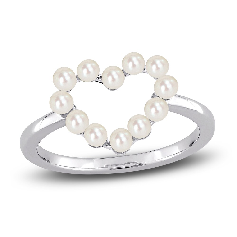Cultured Freshwater Pearl Heart Ring 14K White Gold uZGHVaBx