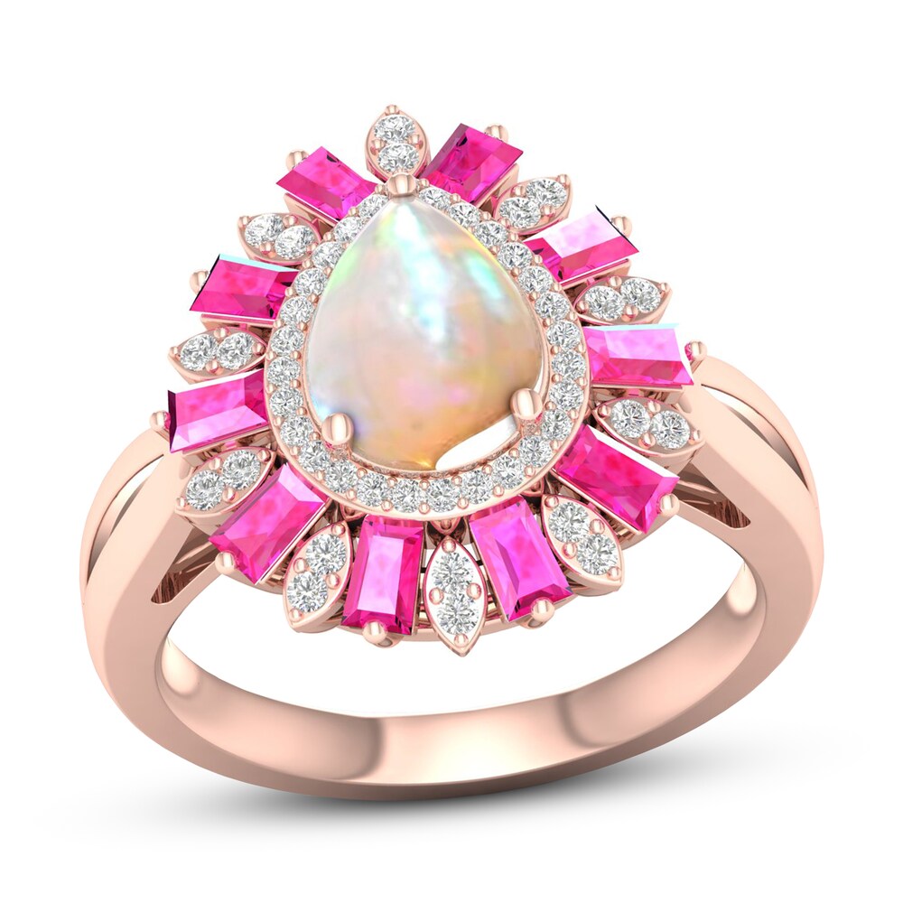 Opal Ring Diamond/Pink Sapphire 1/5 ct tw 10K Rose Gold udtj7cRs