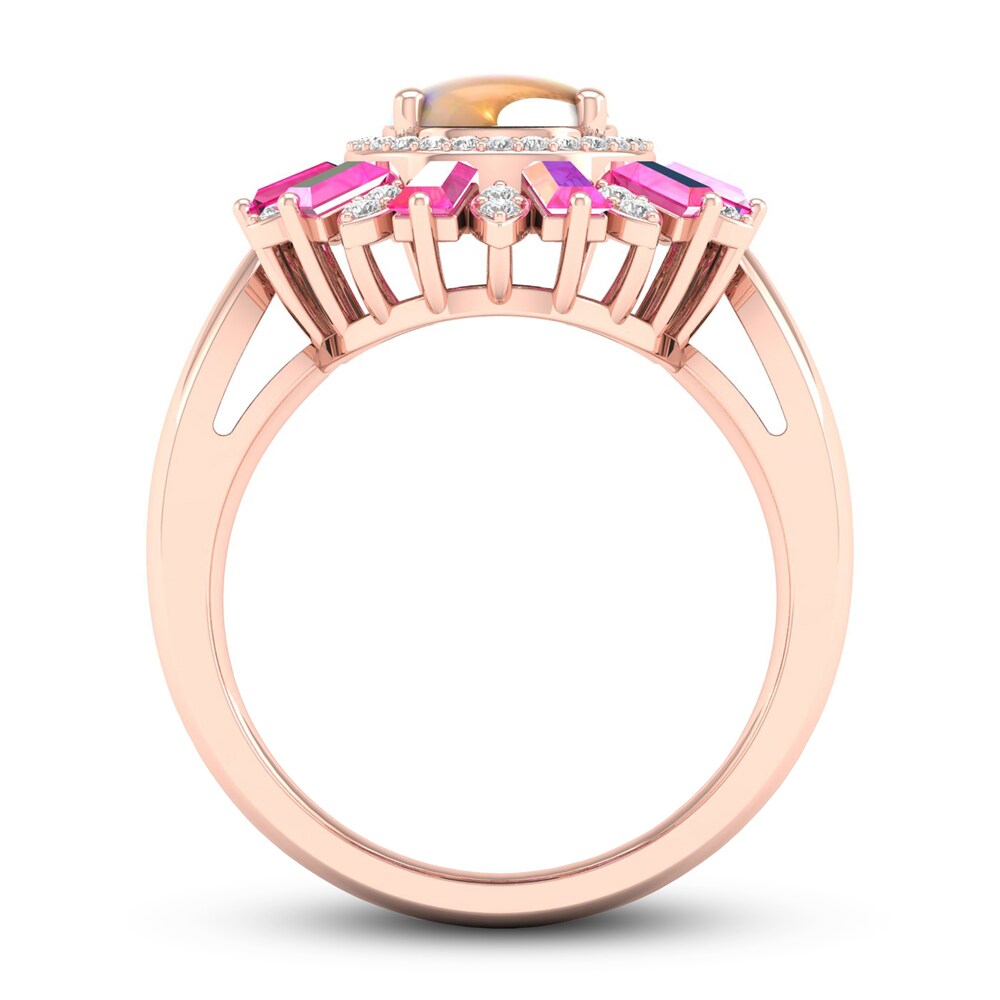 Opal Ring Diamond/Pink Sapphire 1/5 ct tw 10K Rose Gold udtj7cRs