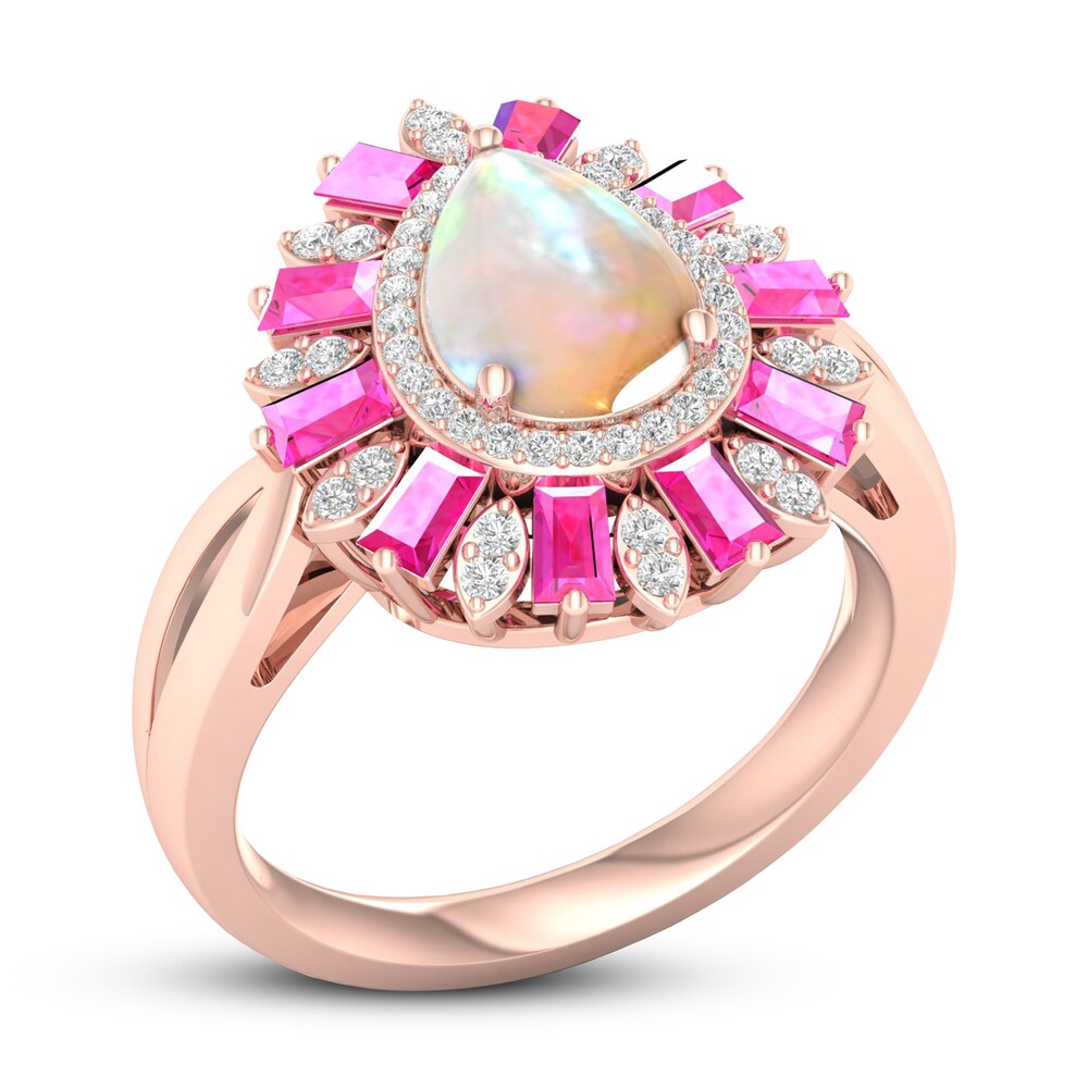 Opal Ring Diamond/Pink Sapphire 1/5 ct tw 10K Rose Gold udtj7cRs