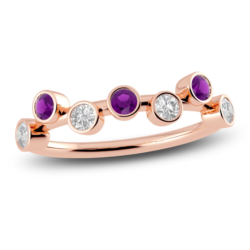 Juliette Maison Natural White Sapphire & Natural Amethyst Ring 10K Rose Gold ufqfXmJm