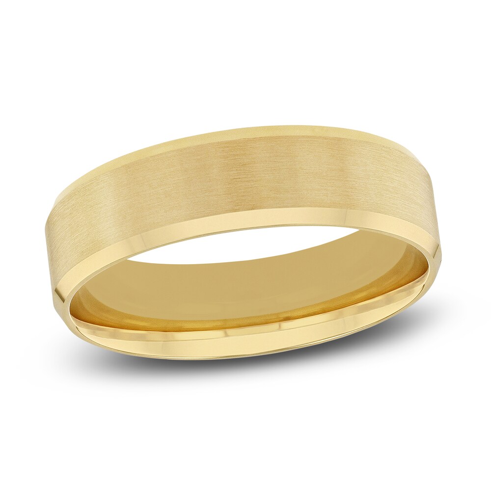 Men's Beveled Edge Wedding Band 14K Yellow Gold uhyyRd5R