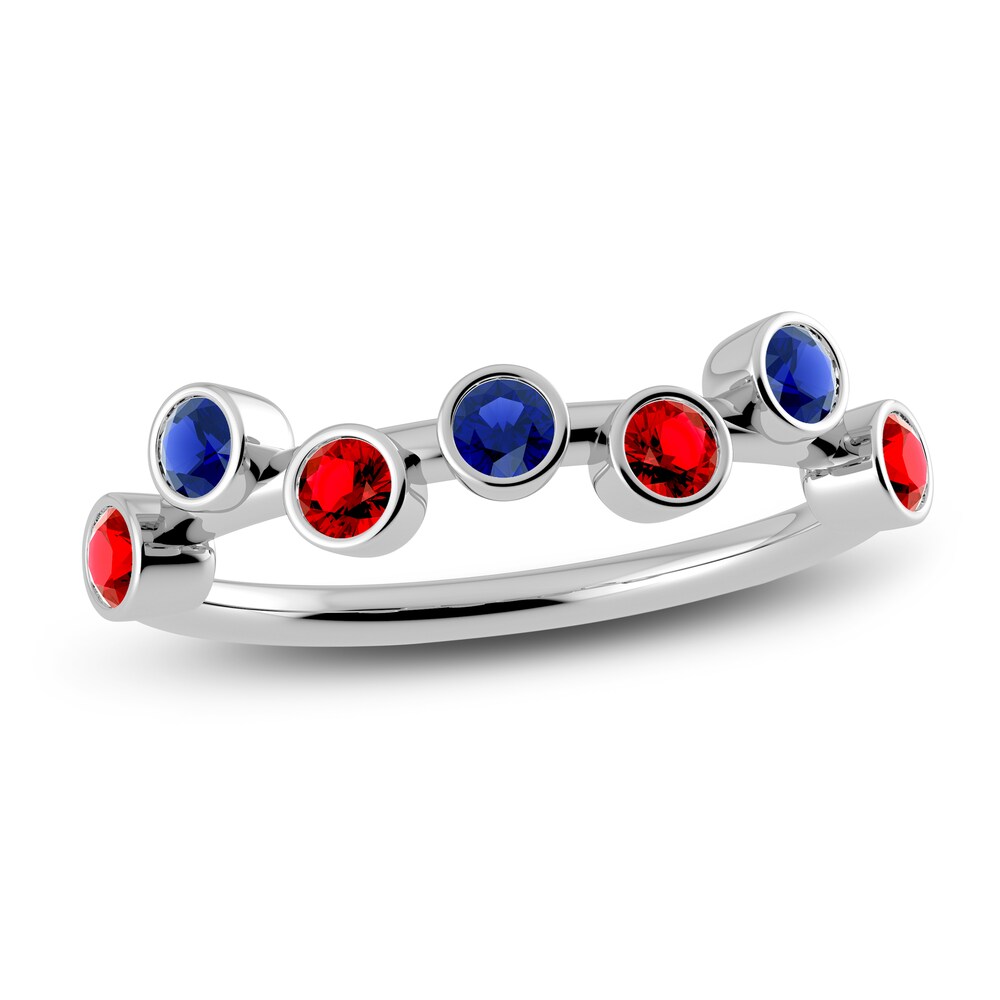 Juliette Maison Natural Ruby & Natural Blue Sapphire Ring 10K White Gold ukzfqMne