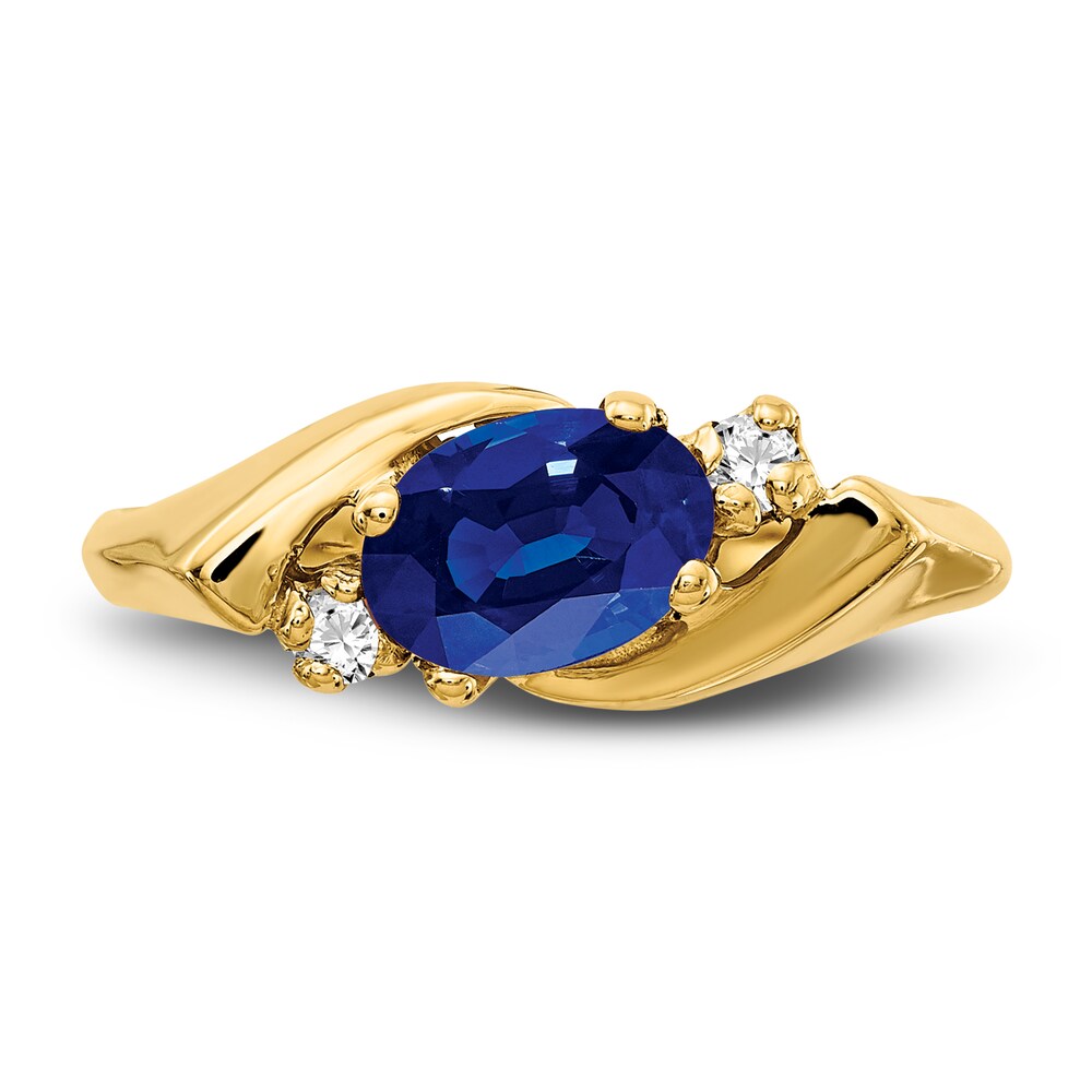 Natural Blue Sapphire Oval Ring 1/20 ct tw 14K Yellow Gold umHz9Qa2