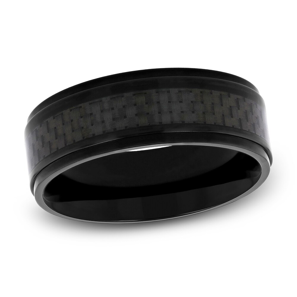 Wedding Band Black Titanium/Carbon Fiber 8mm utP5Vsc7