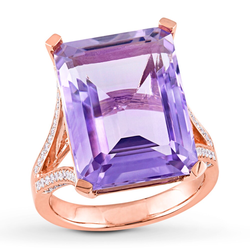 Amethyst Ring 1/2 carat tw Diamonds 14K Rose Gold v67Ncpvy