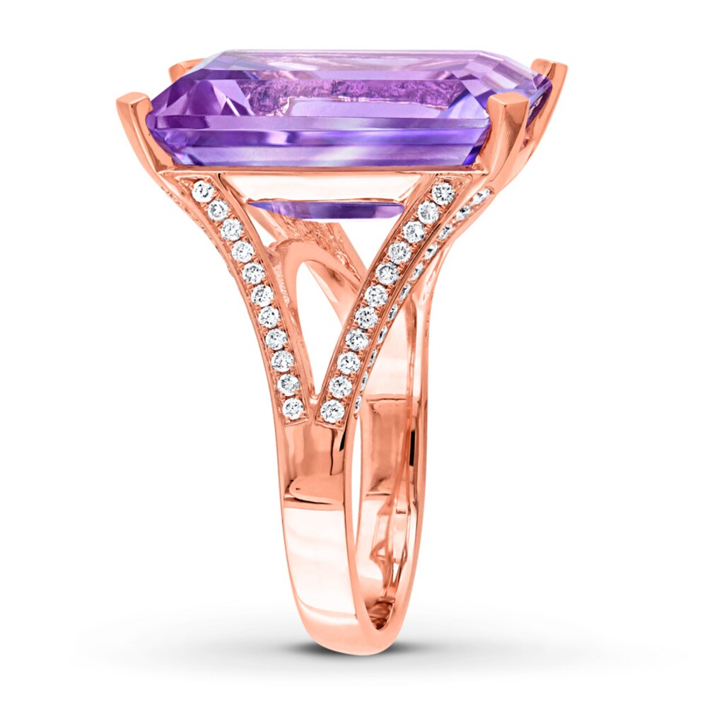Amethyst Ring 1/2 carat tw Diamonds 14K Rose Gold v67Ncpvy