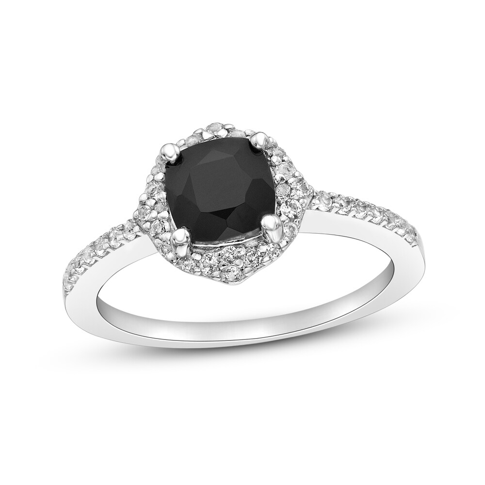 Natural Onyx & Natural White Topaz Ring Sterling Silver v6dAMSJU