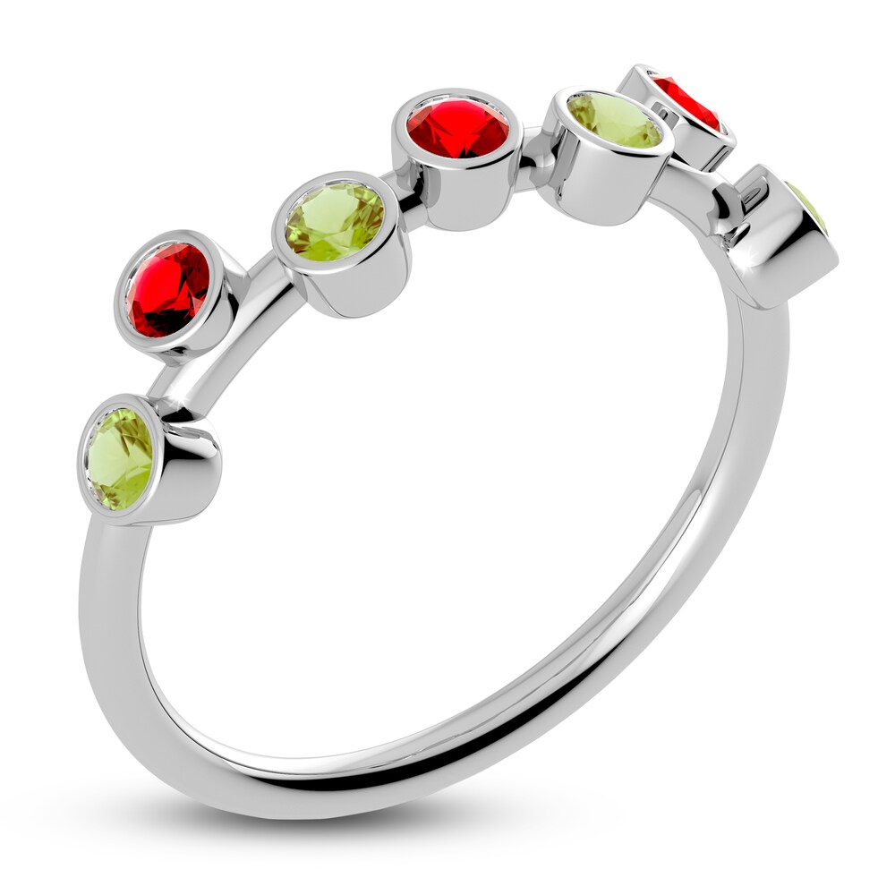 Juliette Maison Natural Ruby & Natural Peridot Ring 10K White Gold vA4av1It