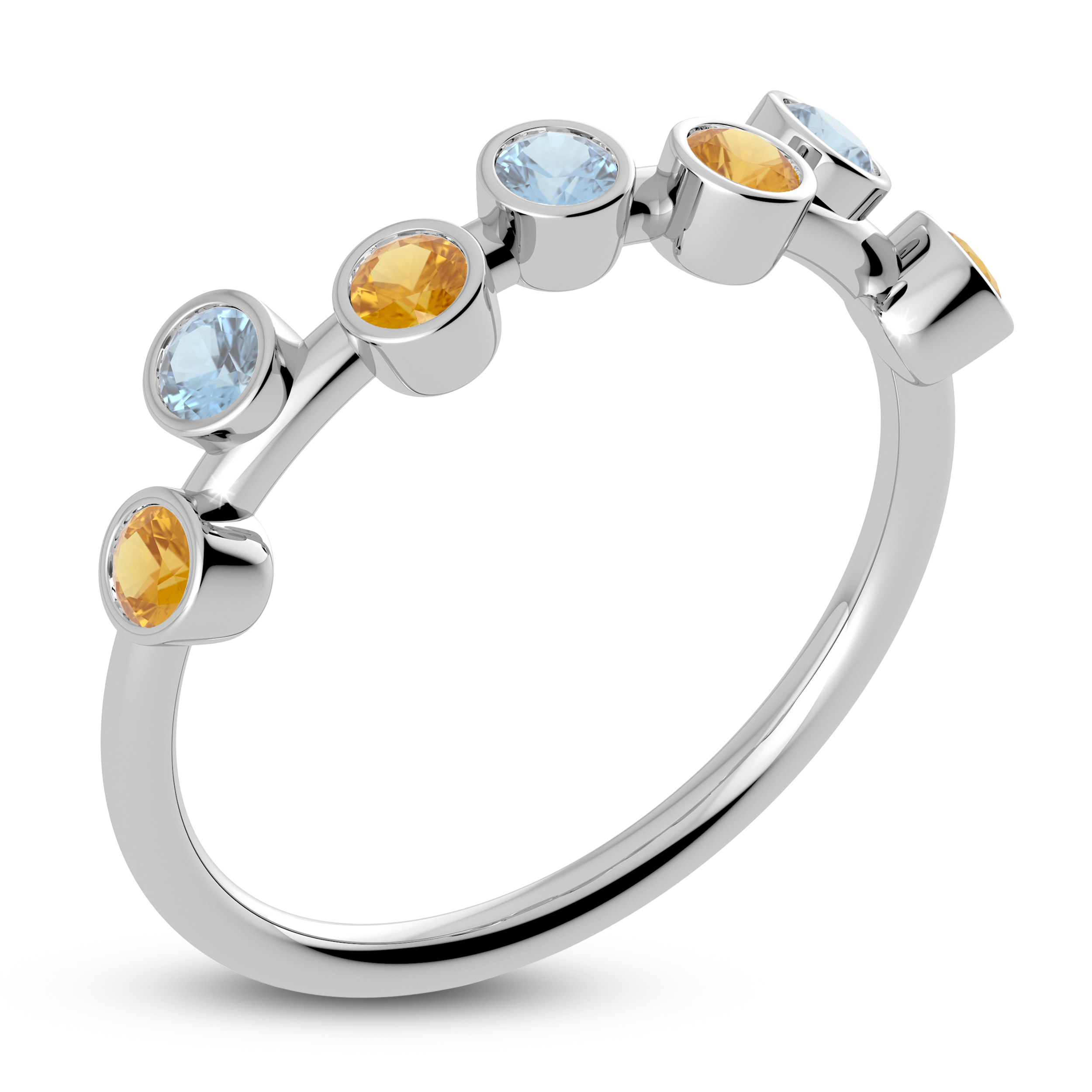Juliette Maison Natural Orange Citrine & Natural Aquamarine Ring 10K White Gold vD55w8Oi