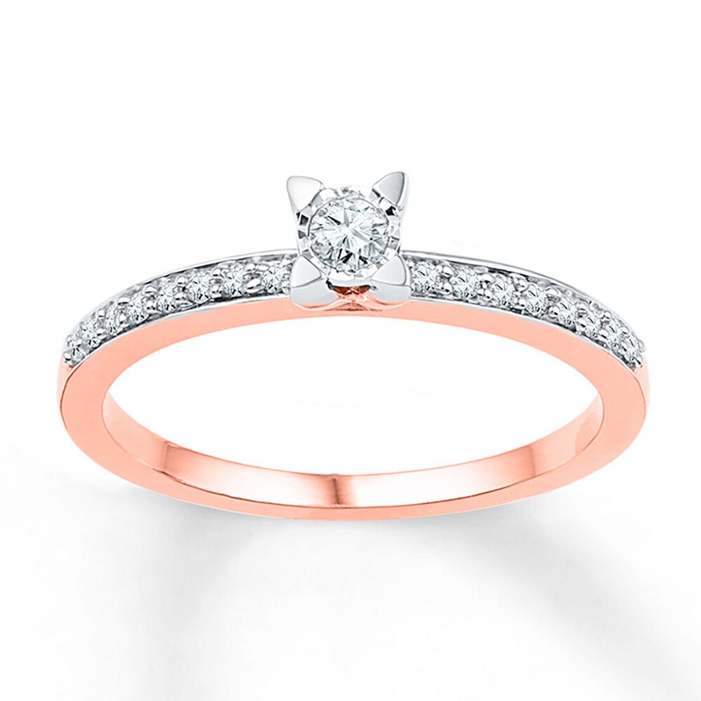 Diamond Promise Ring 1/6 ct tw Round-cut 10K Rose Gold vI3Lo6Ov