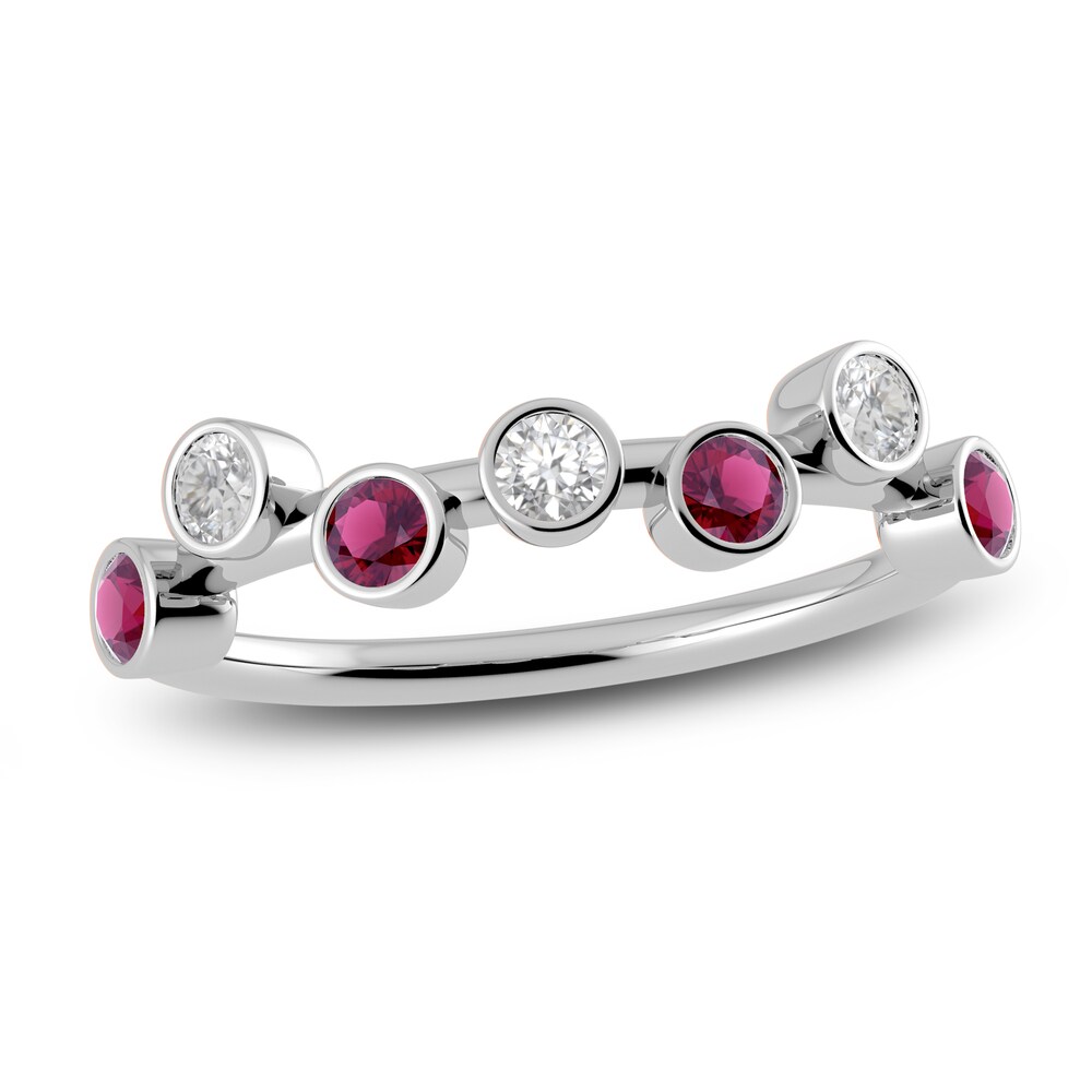 Juliette Maison Natural White Sapphire & Natural Rhodolite Garnet Ring 10K White Gold vKG6XKHu