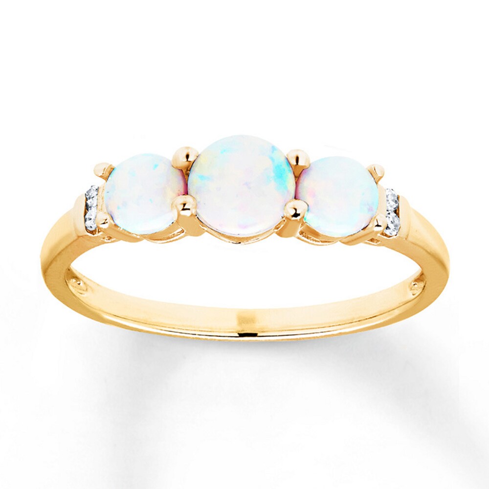 Lab-Created Opal Diamond Accents 10K Yellow Gold Ring vLVjHIuU