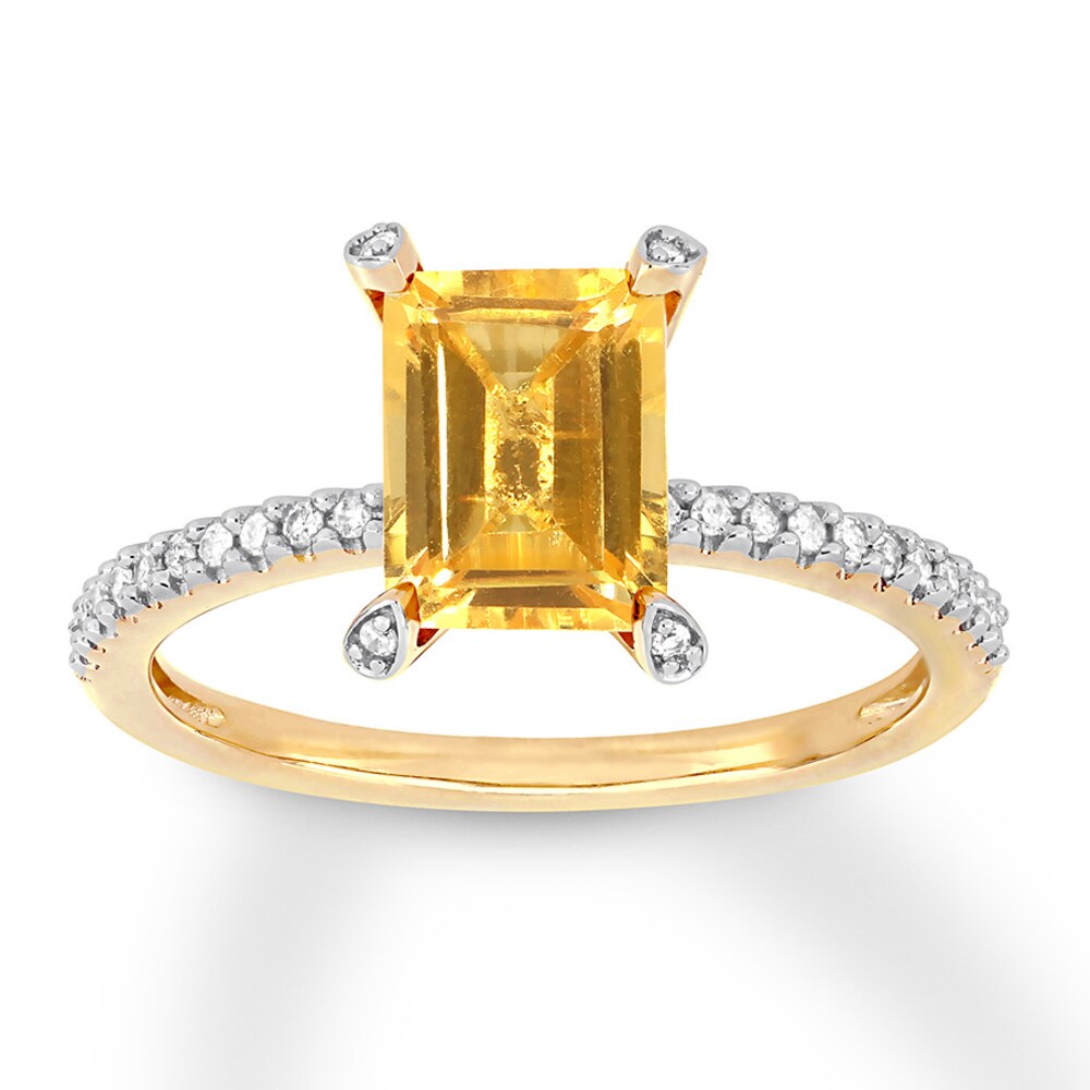 Citrine Ring 1/10 carat tw Diamonds 10K Yellow Gold vLsxb0JL