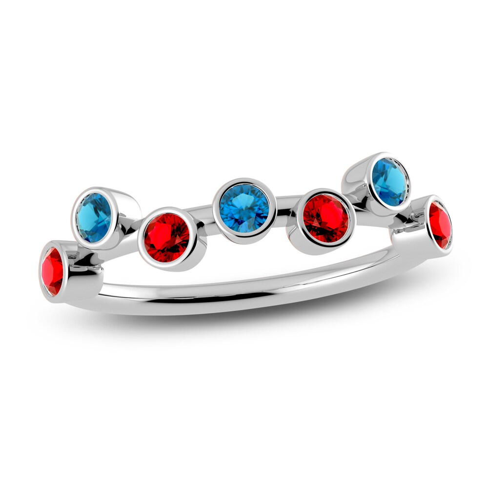 Juliette Maison Natural Ruby & Natural Blue Zircon Ring 10K White Gold vTKAYFVf