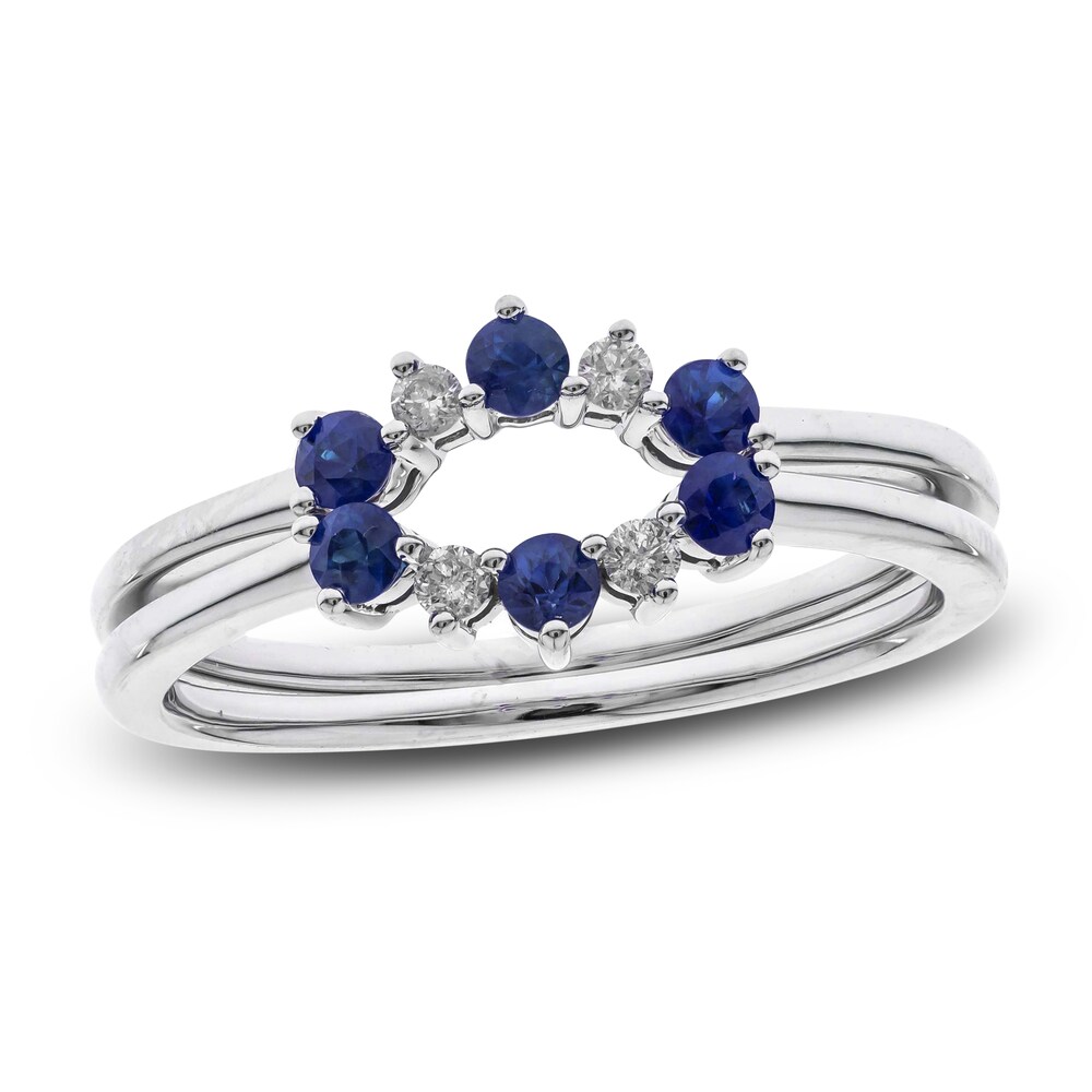 Natural Blue Sapphire Ring 1/15 ct tw Diamonds 14K White Gold vdECiSzs