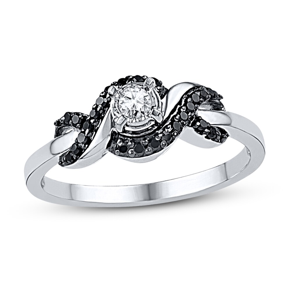 Black & White Diamond Promise Ring 1/6 ct tw Sterling Silver vfI96UIV