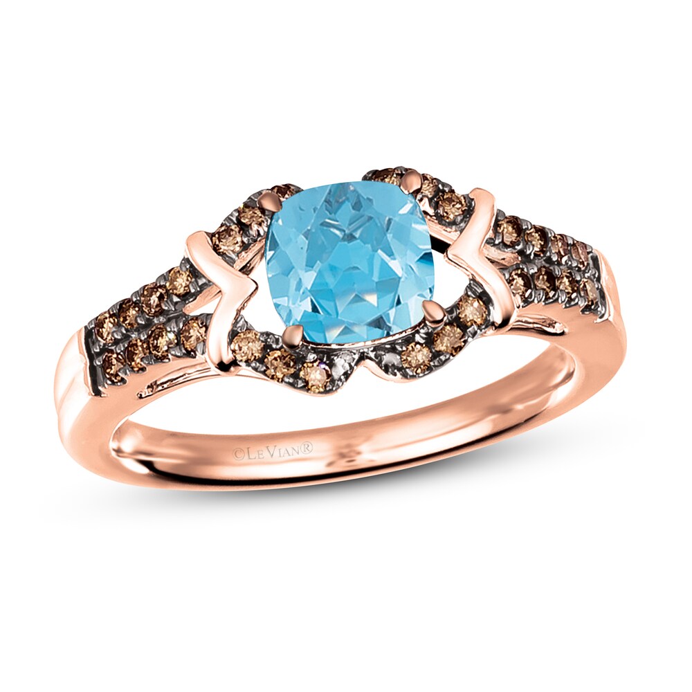 Le Vian Natural Blue Topaz Ring 1/5 ct tw Diamonds 14K Strawberry Gold vlbZnrky