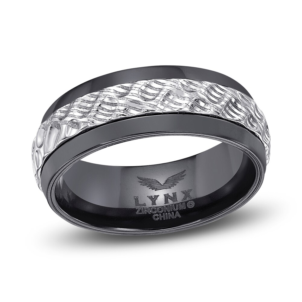 Men's Wedding Band Black Zirconium/Damascus Steel 8.0mm vpdIu5y7