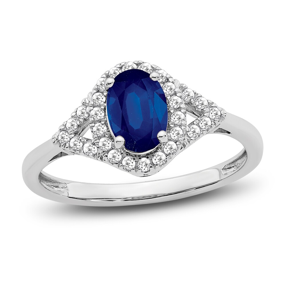 Lab-Created Blue Sapphire Ring 1/5 ct tw Diamonds 14K White Gold vxMAqjAK