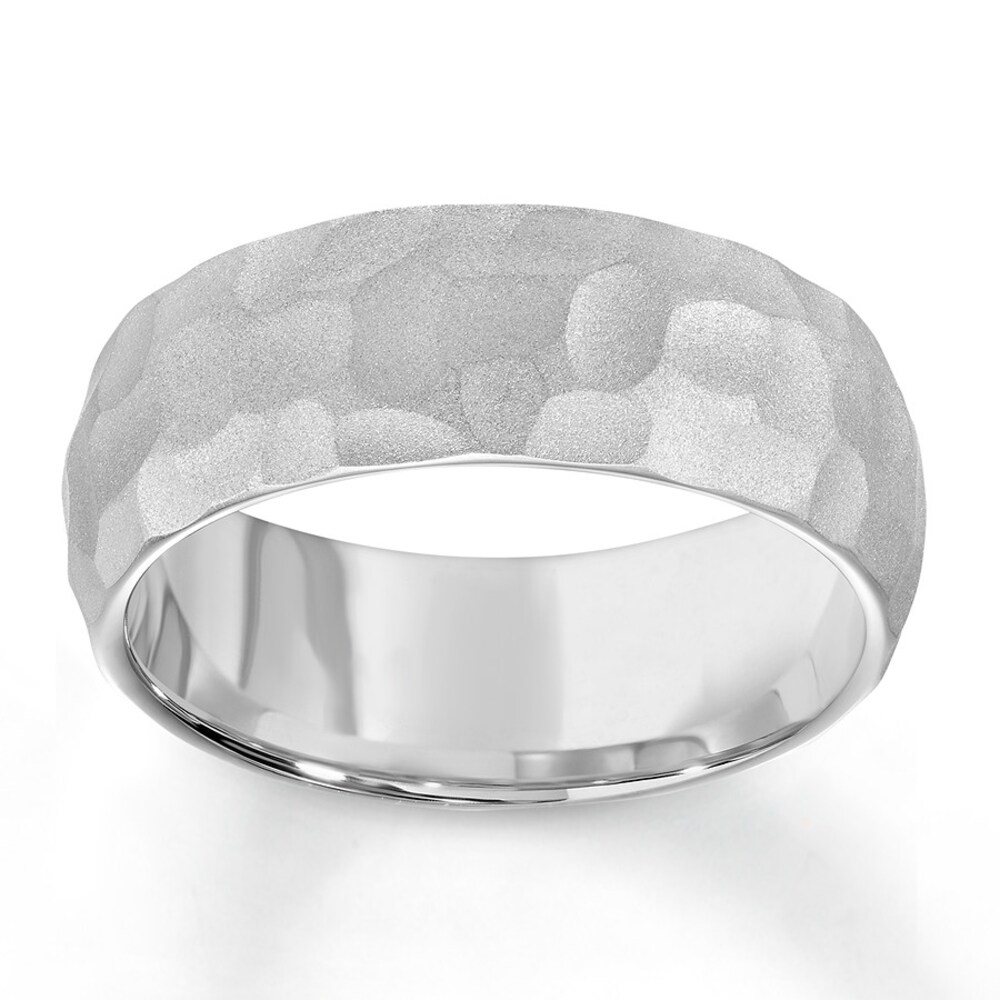 Hammered Finish Wedding Band White Tungsten Carbide 8mm w0BOmcfg