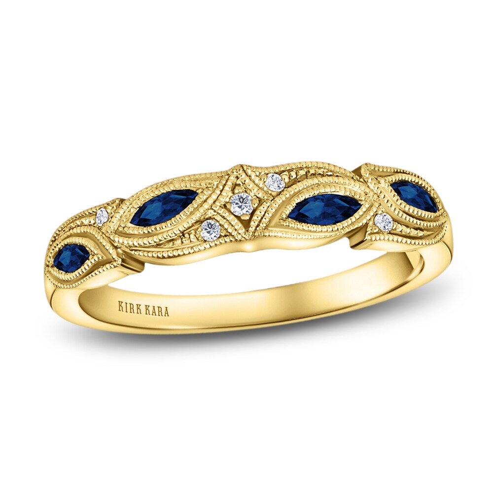 Kirk Kara Natural Blue Sapphire Anniversary Band Diamond Accents 18K Yellow Gold w5daCaaW