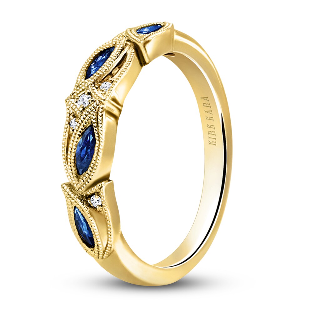 Kirk Kara Natural Blue Sapphire Anniversary Band Diamond Accents 18K Yellow Gold w5daCaaW