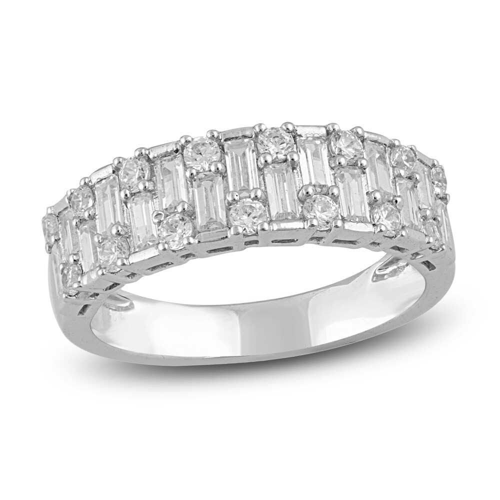 Diamond Anniversary Band 1 ct tw Round/Baguette 14K White Gold wFza1wvT
