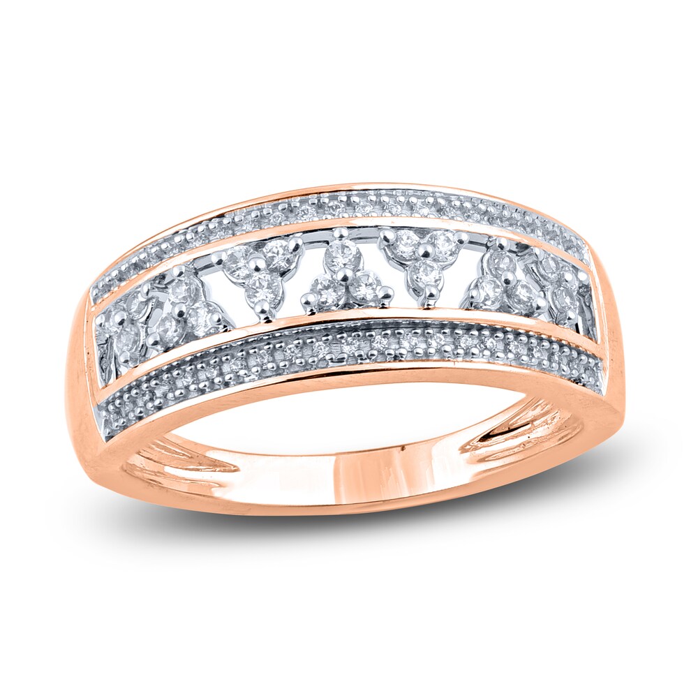 Diamond Floral Anniversary Band 1/4 ct tw Round 14K Rose Gold wQrBtbkL