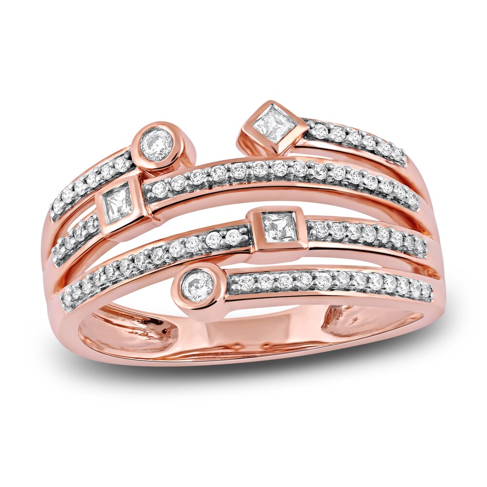 Diamond Stackable Ring 1/4 ct tw Round/Princess 14K Rose Gold wVWybibU