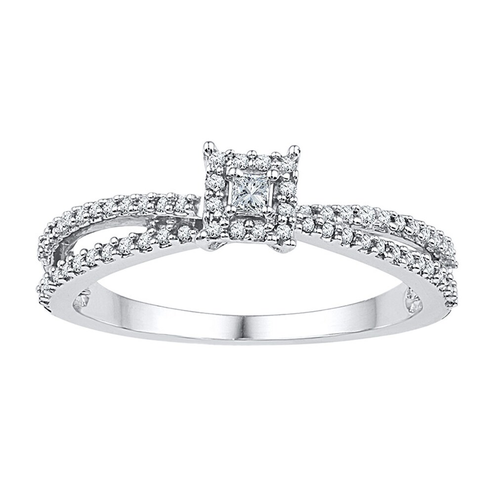 Diamond Promise Ring 1/4 ct tw Princess-cut 10K White Gold wWlGD2WD