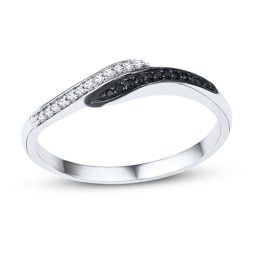 Diamond Ring 1/10 ct tw Black & White 10K White Gold wYdviypU