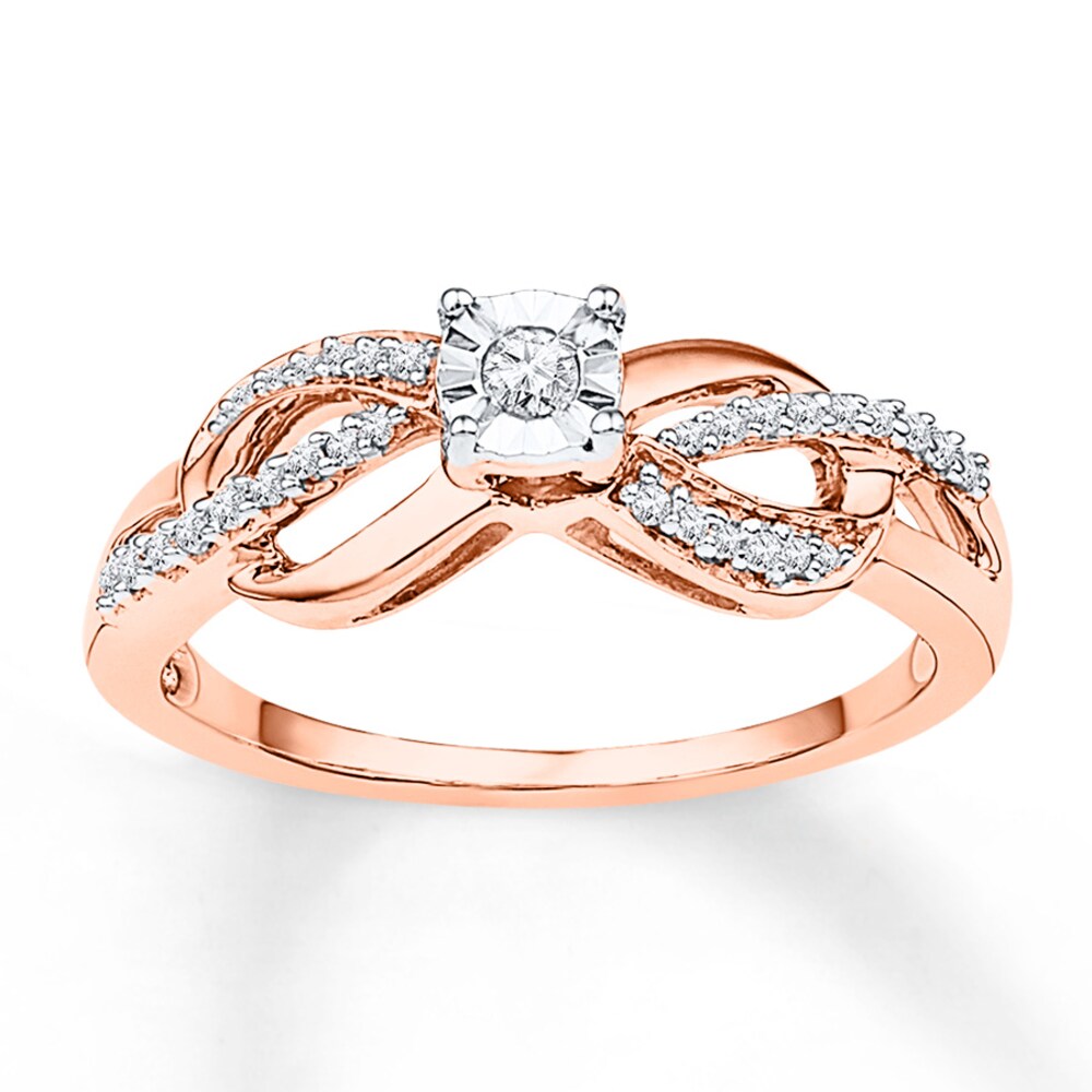 Diamond Infinity Ring 1/6 ct tw Round 10K Rose Gold wc0arlub [wc0arlub]